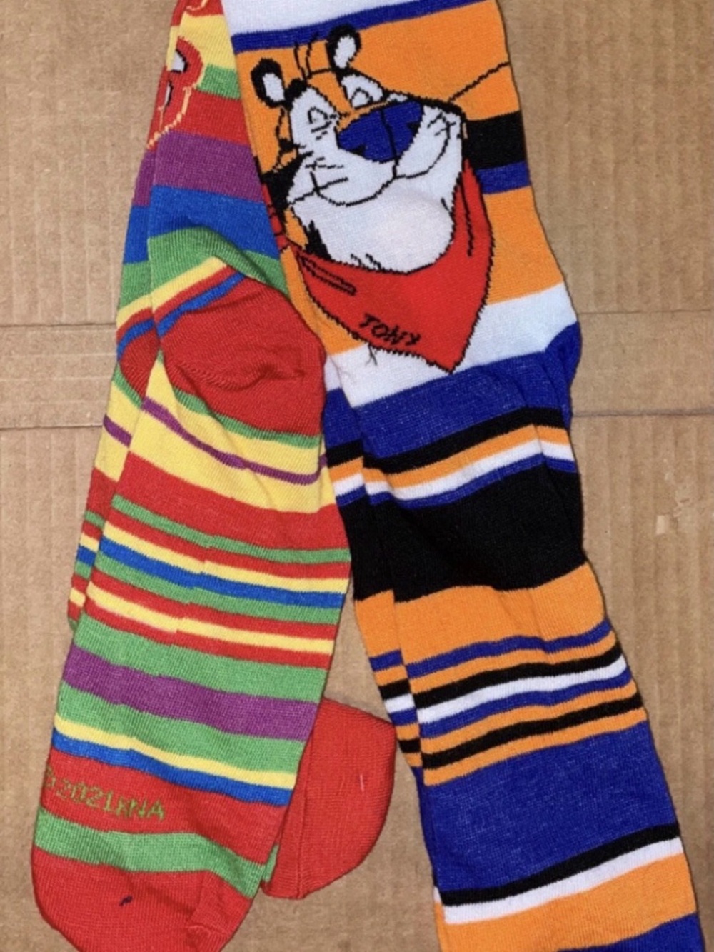 Tony Cartoon Tiger Striped Crew Socks - Multicolor